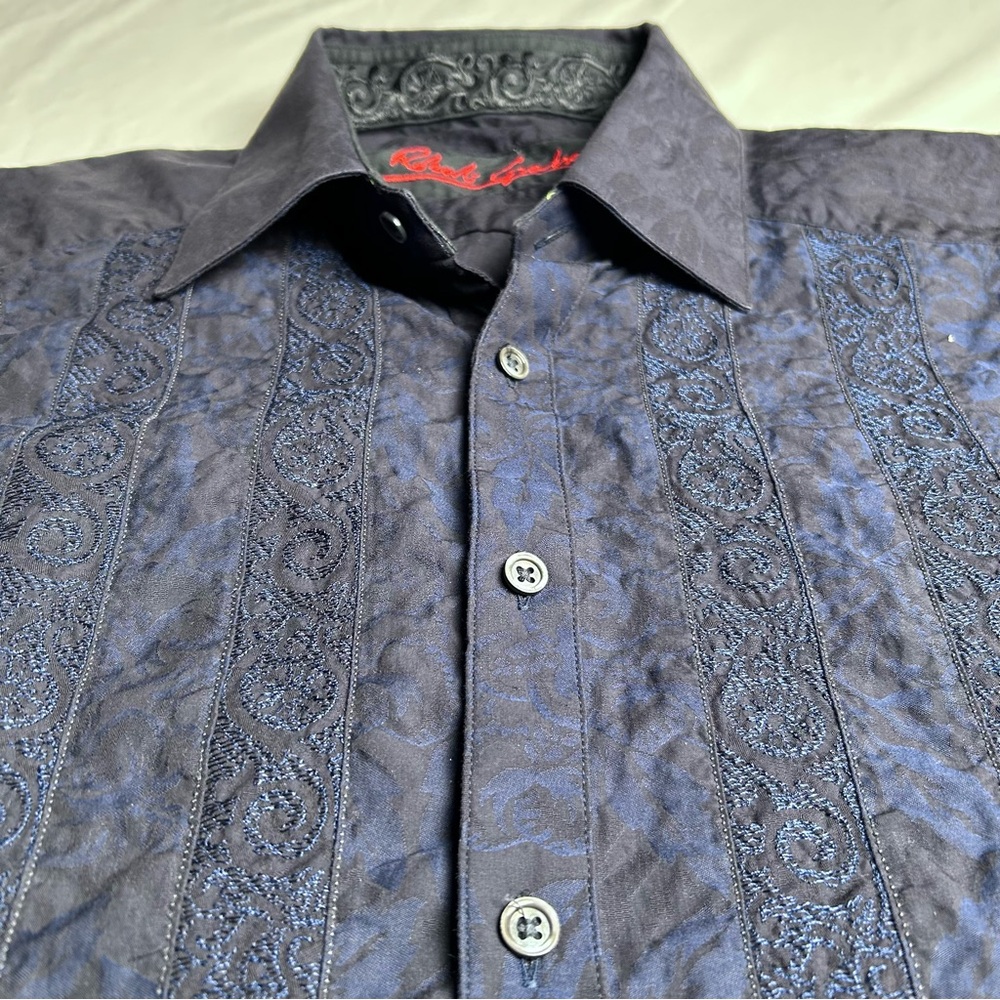 Robert Graham Blue Patterned Button-Up Shirt - image 15